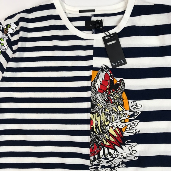 KITE Wolf Embroidered Striped Tee in Blue - Picture 3 of 7